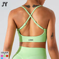 JY Ribbed Seamless Sports Bra Women Crisscross Back Yoga Bra Adjustable Straps Open Back Gym Workout Crop Top Wholesale for Yoga
