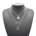Wholesale Bohemian Necklace Fashion Pendant Multi-layer Style Moon Map Necklace for Women Jewelry Party Friend Gifts