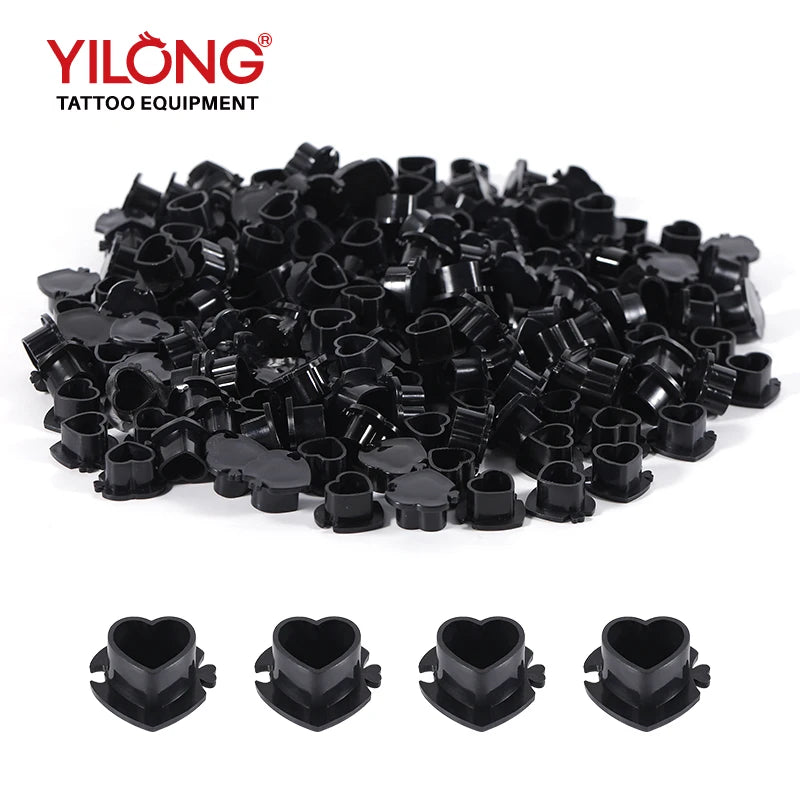 Black & Colorful Heart-Shaped Tattoo Ink Cups Plastic Doll Cup Wholesale Price
