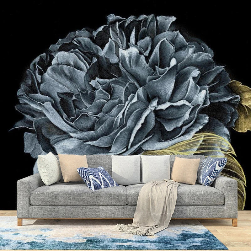 Retro Creative Light Luxury Large Flower Wallpaper Living Room Bedroom Background Personalized Art Wallpaper Mural Seamless