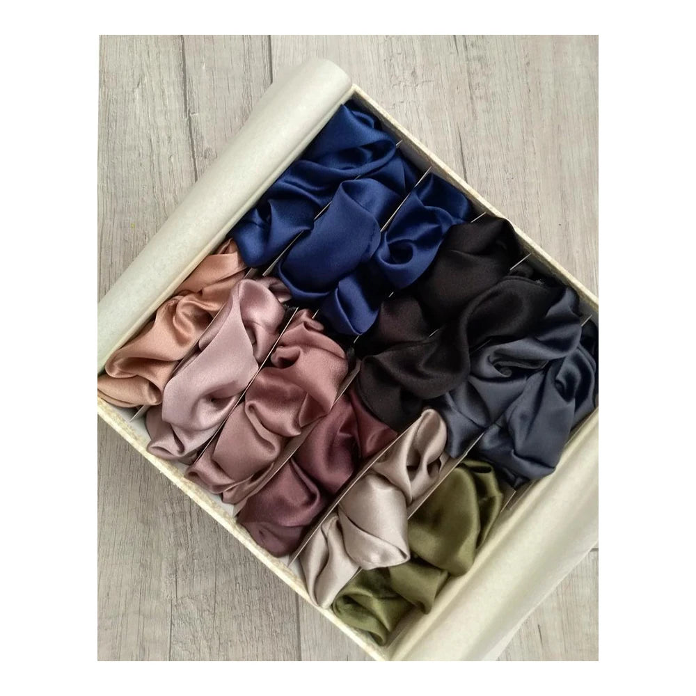 Silk Scrunchy Hair Set with Packages Box Satin 100% Pure Mulberry Silk Hair Scrunchies Oversized Large Silk Headband