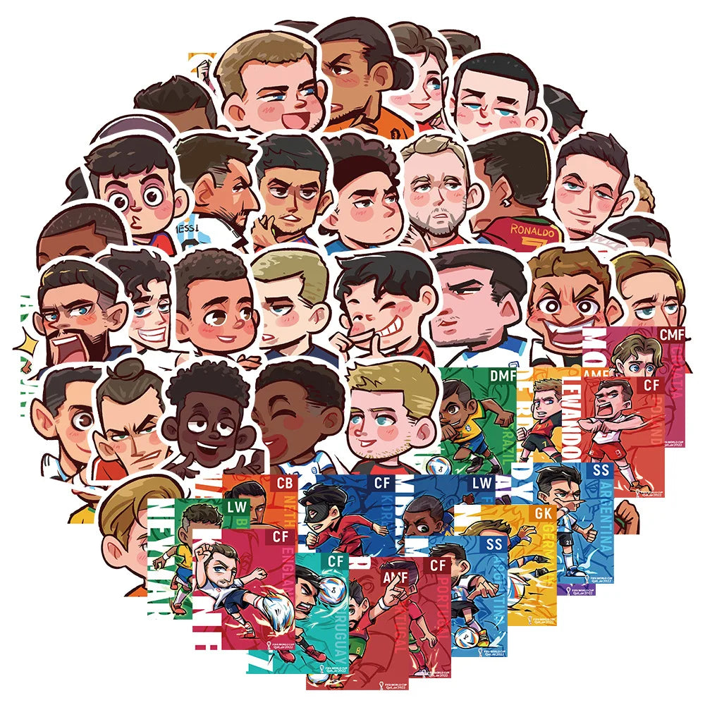 50PCS Q Version Funny Cartoon Soccer Superstar messi Football Player Ronald Sticker