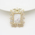 PM43443 Bird Eagle Sacred Catholic Heart Amulet Spiritual Religious Pendant Gold Plated Carved Mother of Pearl Jewelry Charm