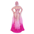 Pink Rhinestones  Party Dress  See Through Mermaid WeddingWomen Performance Stage Costume Floor Length Evening Prom Dresses