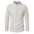 RNSHANGER Stand Collar Pullovers Shirts for Men New Long Sleeve Striped Casual Spring Breathable Trends Male Loose Shirts