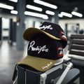 2024 Custom Sporty Fashion Fitted Snapback Baseball Cap 3D Embroidery Two Tone Black Panels Green Brim 5 Panel Leopard Argyle