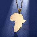 TopSelling Custom Shape Can Be Engraved Pendant Necklace Stainless Steel 18K Gold Plated Africa Map Design for Men Women Couples