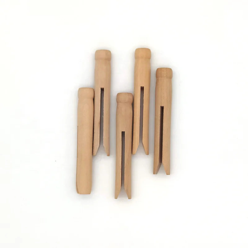 Wooden Round Peg Clothespins Stands Craft Supplies for Doll Ornaments Rustic Country Unfinished Wood Doll Pins Doll Clothespins