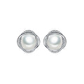 Bottom Round Natural Fresh Water Pearl 925 Unique Pearl Vintage Sterling Silver Stud Earrings for Women