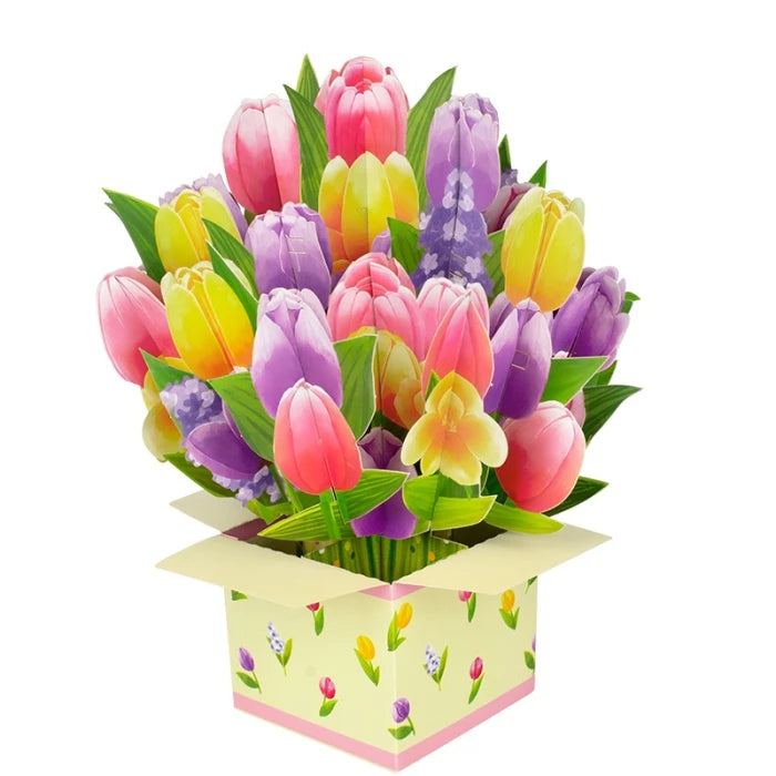 Custom 3D Carnation Flower Greeting Card Pop-up Music Style for Mother's Day and Teacher's Day