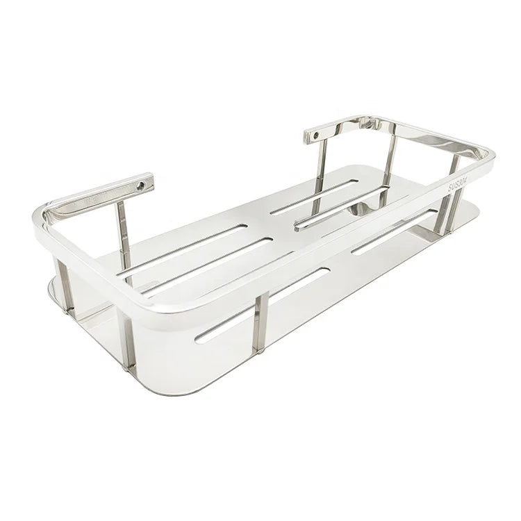 Wall Mounted 304 Stainless Steel Storage Rack Shelf Hanging Shower Caddy Metal Bathroom Rack Bath Shower Shelf