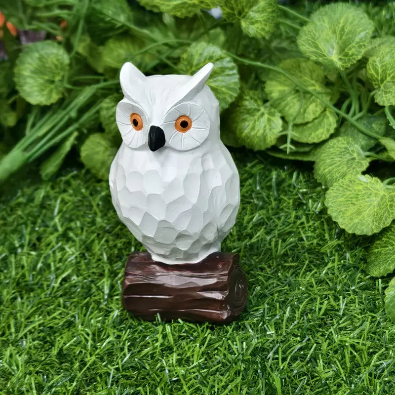 White Owl Statue 5.12" Cute Delicate Resin Bird Sculpture Home & Office Decor Christmas Gift for Bird Lovers