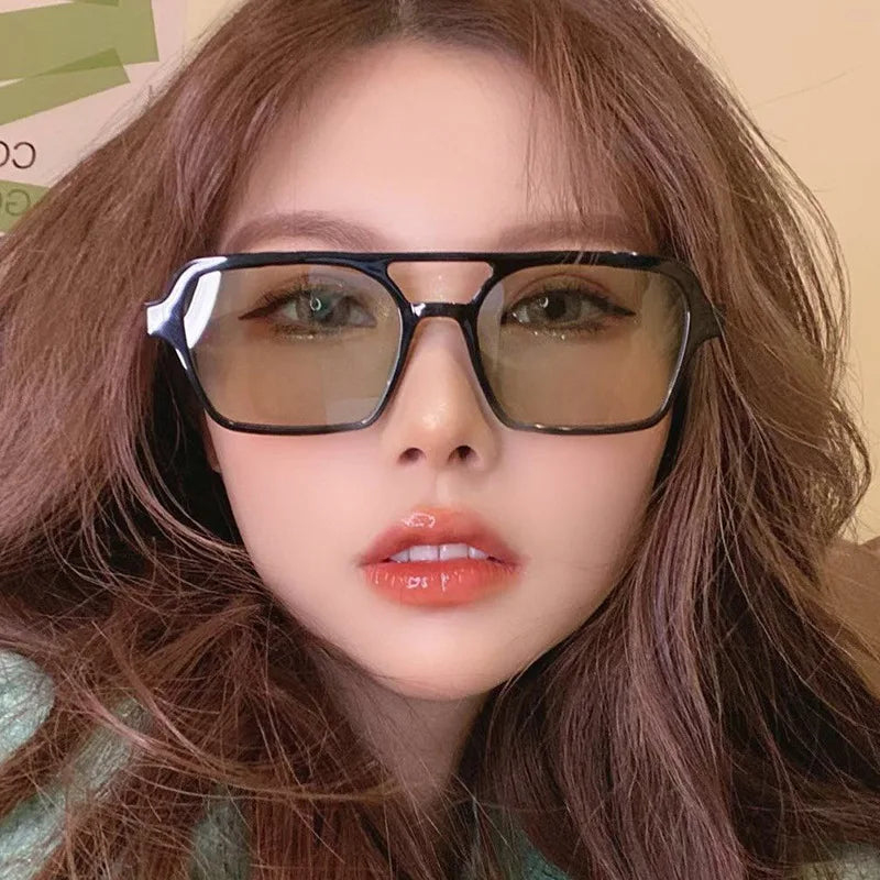 DLL334 Vintage Aviation pilot Sunglasses Tint Color Lens 2021 Tony Stark square Eyeglasses Frame DL Fashion Shades for Women