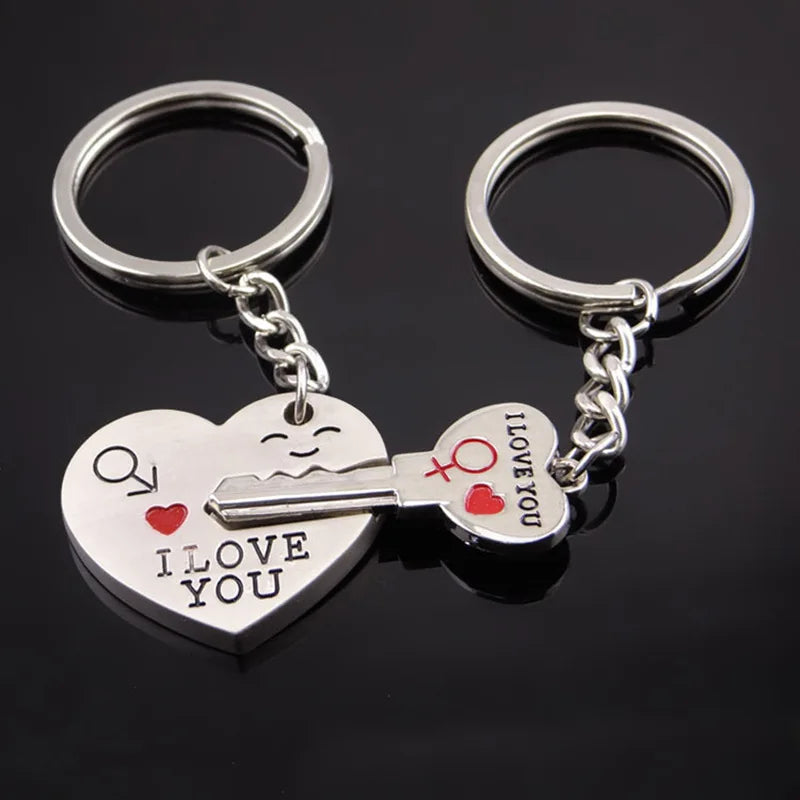 Zinc Alloy Silver Plated Lovers Gift Wedding Favors Couple My Heart I Love You Keychain Fashion Keyring Key Fob Key Chain