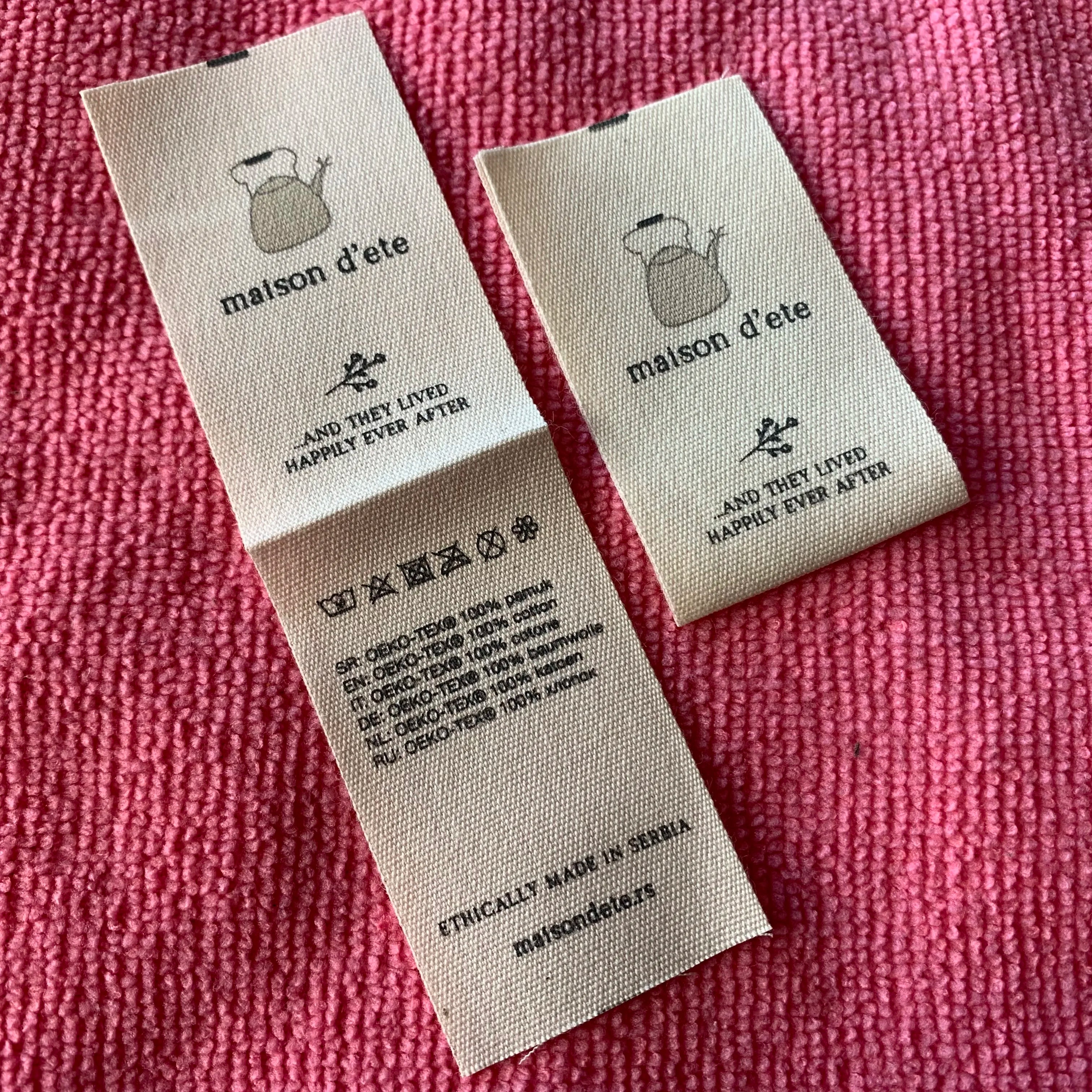Loop Fold Organic Cotton Main Labelsilk Printed Cotton Neck Label for Kids Baby Clothes