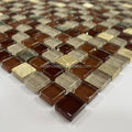 Brown Color Mini Square Shape 15*15mm Crystal Creative Glass Mosaic Tiles