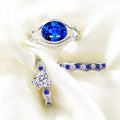 Fashion Couple Ring Sets Love Heart and Oval Zircon Sapphire Wedding Ring Set Men Women Engagement Promise Party Couple Jewelry