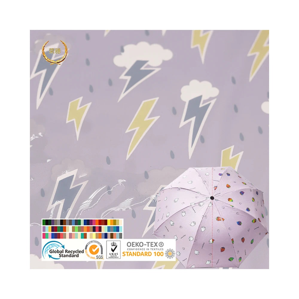 Wholesale Customizable Discoloration Designer Polyester Fabric Color Changing Umbrella Nylon Weaved Eco Friendly Fabric