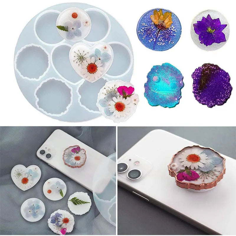 Crystal Drip Mobile Phone Stents Silicone Mold DIY Cellphone Holder Making Ornament Epoxy Resin Mold Jewelry Decoration
