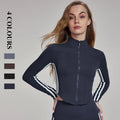 In Stock Custom Skin Friendly Sports Jacket Stand Collar Curved Hem Women's Yoga Fitness Jacket