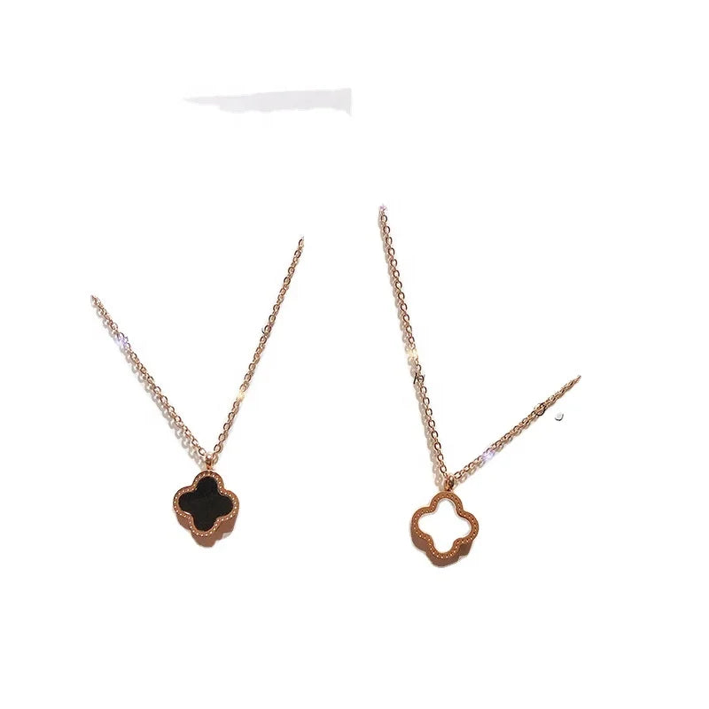 2026 Best Selling Fashion Necklace Double-sided Clover Zircon Pendant Necklace Jewelry for Women