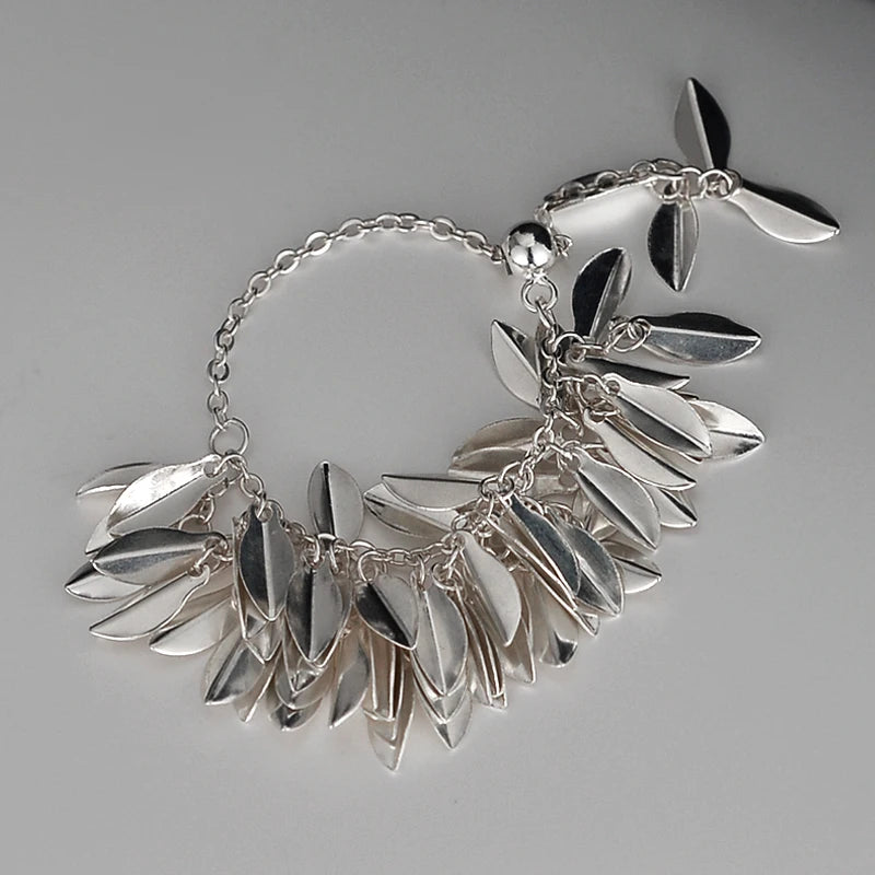 ICEBELA Jewelry Swing Grass Large Niche Designer Hula Dress Ring High Quality Classic 925 Sterling Silver Adjustable Chain Rings