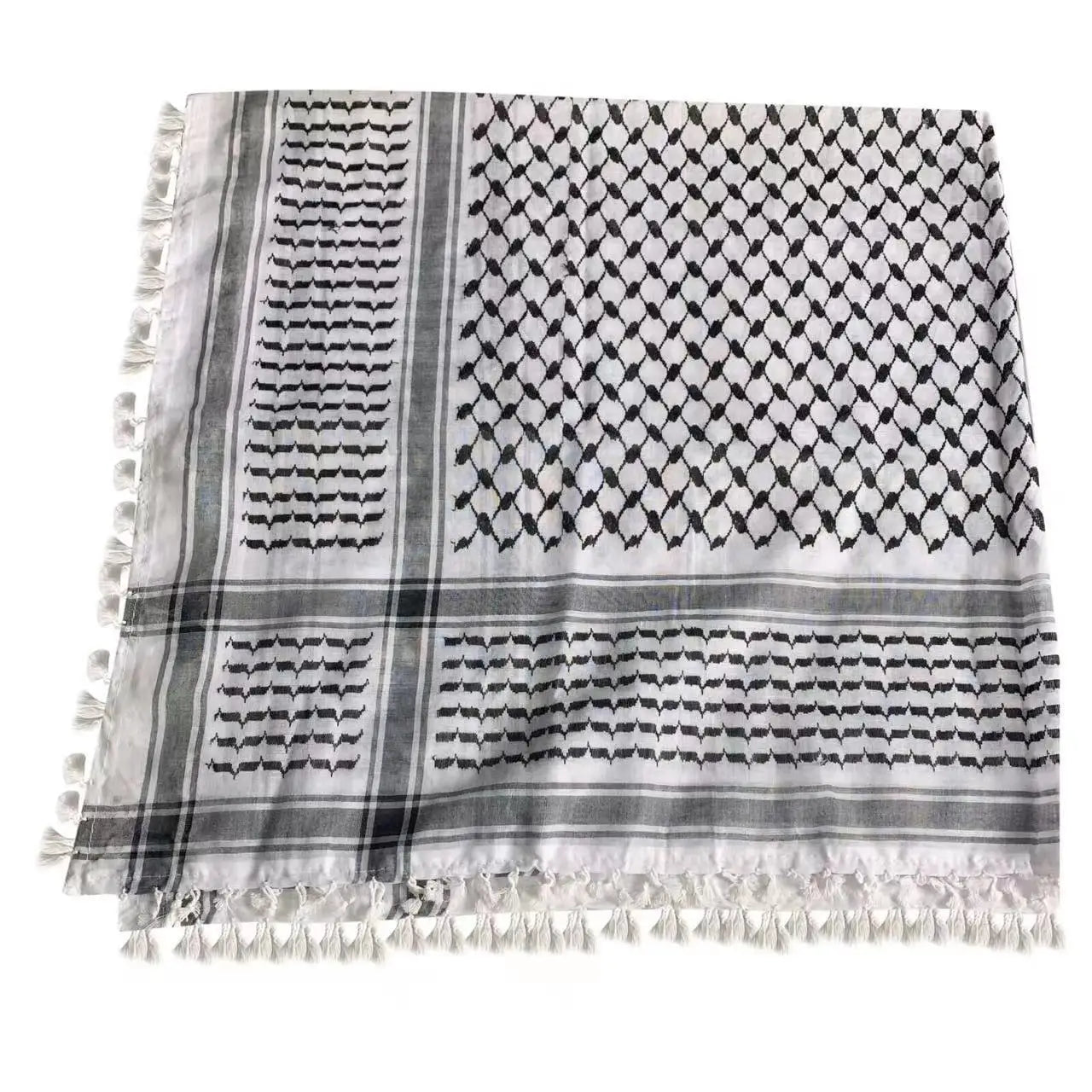 New Four-sided Tassel Striped Polyester Scarf Arabic Square Design Outdoor Muslim Decorative Four Seasons Scarf
