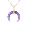CSJA High Quality Healing Natural Rose Quartz Crystal Stone Crescent Moon Pendant Necklace
