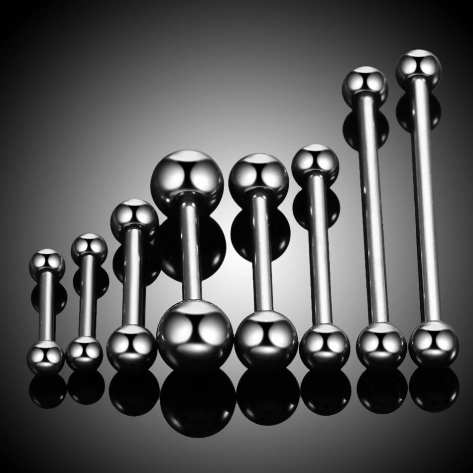 Titanium External Threaded Straight Barbells Tongue Ring Piercing Helix Jewelry Indestrial Piercing