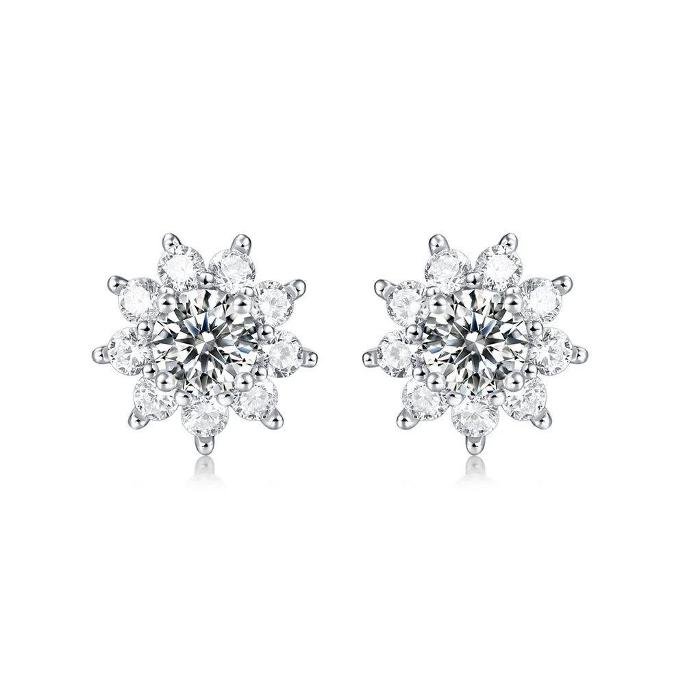 New Arrival Sterling Silver 925 Snowflake Earrings for Women Fashion Romantic Stud Earrings Inlaid Moissanite Wedding Jewelry