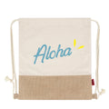 Casual Natural Canvas Jute Drawstring Backpack with Company Logo Printed Custom Unbleached Cotton Jute String Gift Backpack OEM