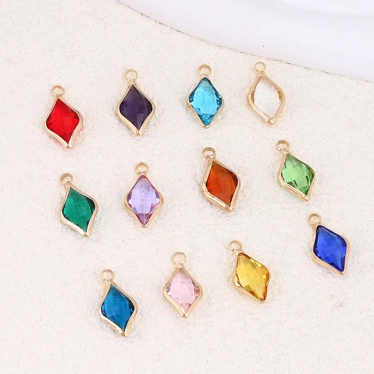 Diamond Shape 12 Zodiac Glass Crystal Birthstone Charms for  Necklace Earrings Jewelry Making Pendant Finding