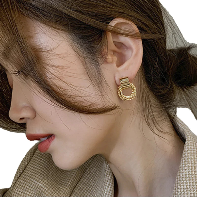 2024 Gold Wheat Drop Earrings with Chunky Hoop and Multiple Layers Wrap Stud Alloy Jewelry for Parties Weddings and Gifts