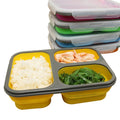 3 Compartment Silicone Bento Lunch Box Container Foldable Bento Portable Lunch Box Set Durable Silicon for Kids AI ARMADA 2pcs