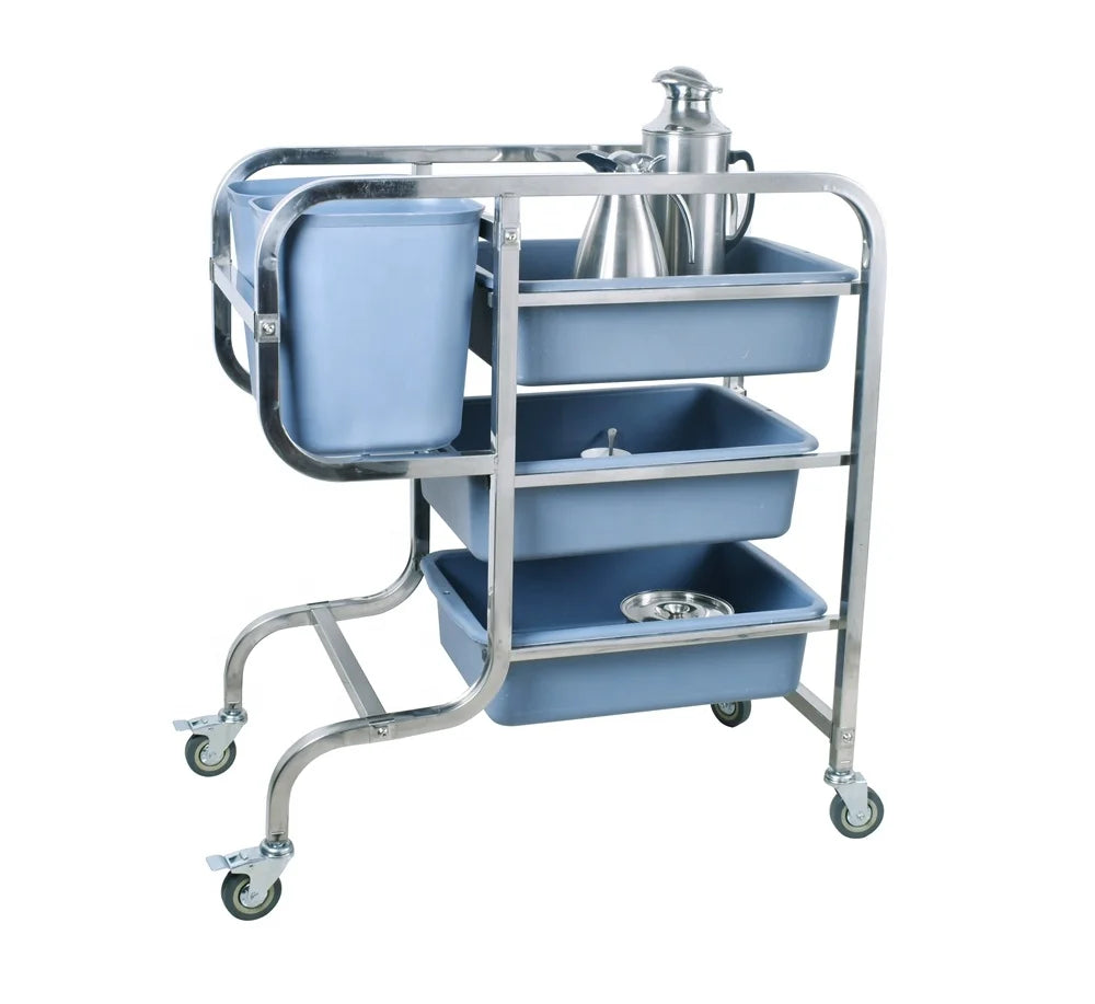 Stainless Steel Hotel Dinner Collector Cart Food Cart Tableware Collection Vehicle With Wheels