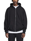 Custom logo Silicone Print 100% Cotton Hoodie Heavyweight Blank Black Full Face Zip 400 Gsm Hoodie