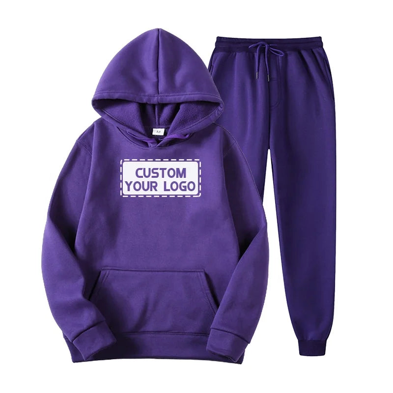 Wholesale Winter New Men Casual Hoodies Sets Hoodies With Pants Sports Solid Tracksuit Set Men's Brand Clothing 2 Pieces Sets