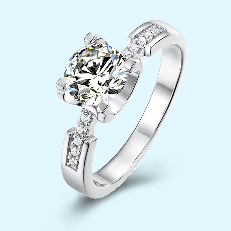 925 Sterling Silver Moissanite Finger Ring Solid Wedding Band with Heart Cut Moissanite Elegant Wedding Band for Women