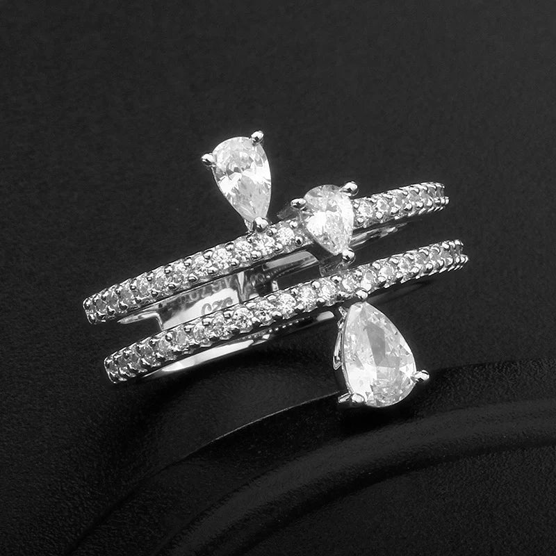 Luxury 5925 Silver Ring Teardrop Cubic Zircon Ring New Jewelry Arrivals 2022 Party Women Wedding Rings Diamond White Gold 18k