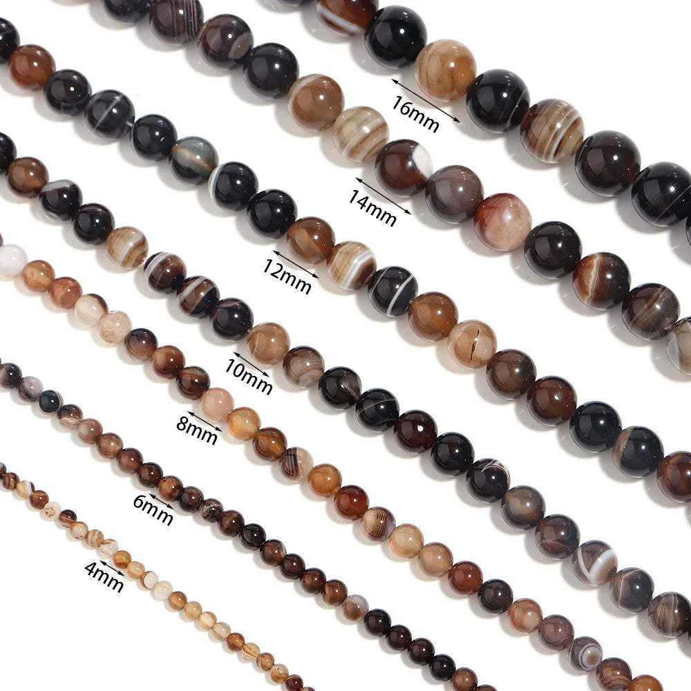 Factory Supply Wholesale Stripped Agate Persian Gulf Agate Brown Agate Beads for DIY Necklace and Bracelet