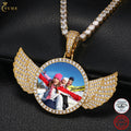 3.5ct VVS Moissaanite Custom Hiphop Personalize Pictures Angle Wing Photo Charm 925 Silver Jewelry Picture Pendant With Disco