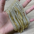 4mm Round Stone Copper Brass Sew on Trim Zircon Rhinestone Chain