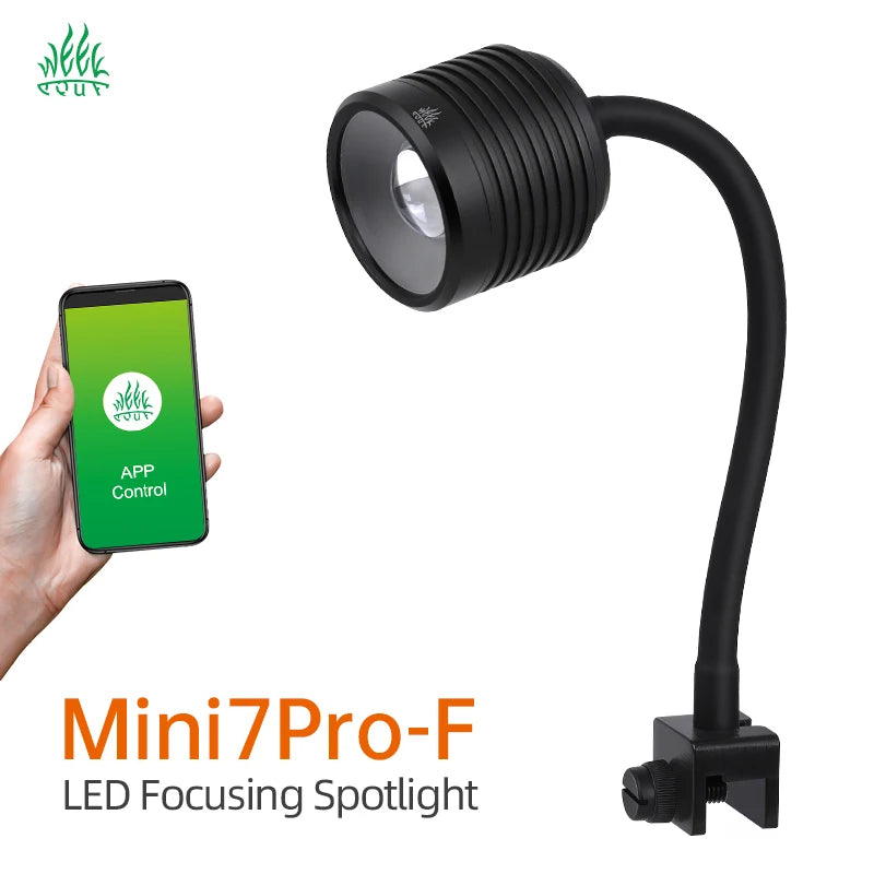 WEEK AQUA Mini7Pro-F 6500k 4000k 2700k Cob Led Aquarium Lighting Stepless Dimming Fish tank Aquarium Spotlight