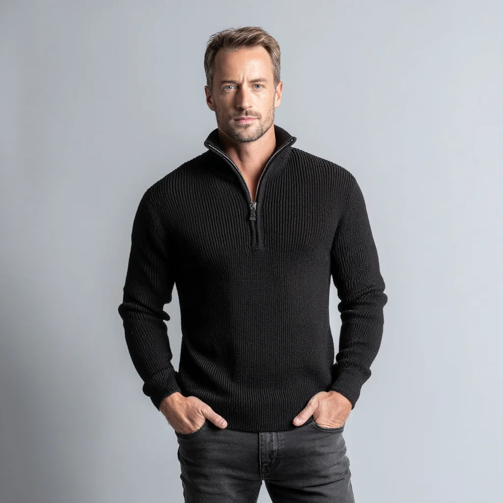 Licheng UrbanFlex Men's Quarter-Zip Thermal Knit Sweater Active Winter Wear