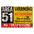 Warning No Trespassing  Retro Sign Caution Do Not Enter Tin Poster Zombie Party Wall Decor Bigfoot Crossing Metal Plate