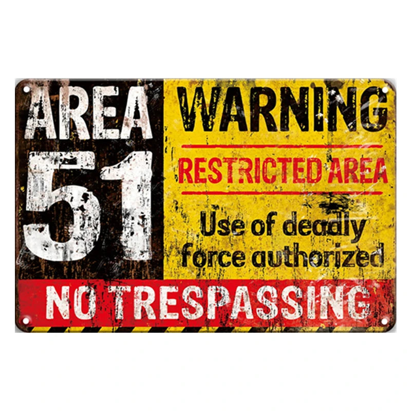 Warning No Trespassing  Retro Sign Caution Do Not Enter Tin Poster Zombie Party Wall Decor Bigfoot Crossing Metal Plate