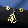 Stainless Steel Necklaces Earring Set Cute Flower Girls Pendants Clavicle Chain Choker Necklace for Women Jewelry Gifts