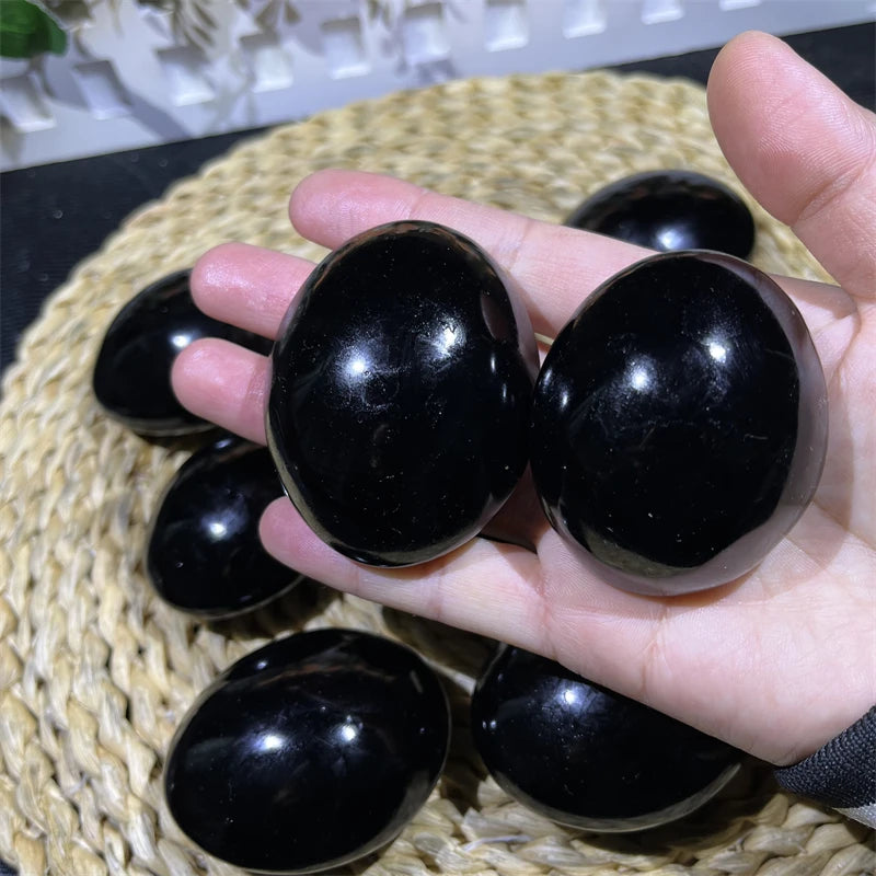 Hot Selling Black Obsidian Palm Stones Healing Reiki Crystal Quartz Obsidian Pocket Stone for Meditation