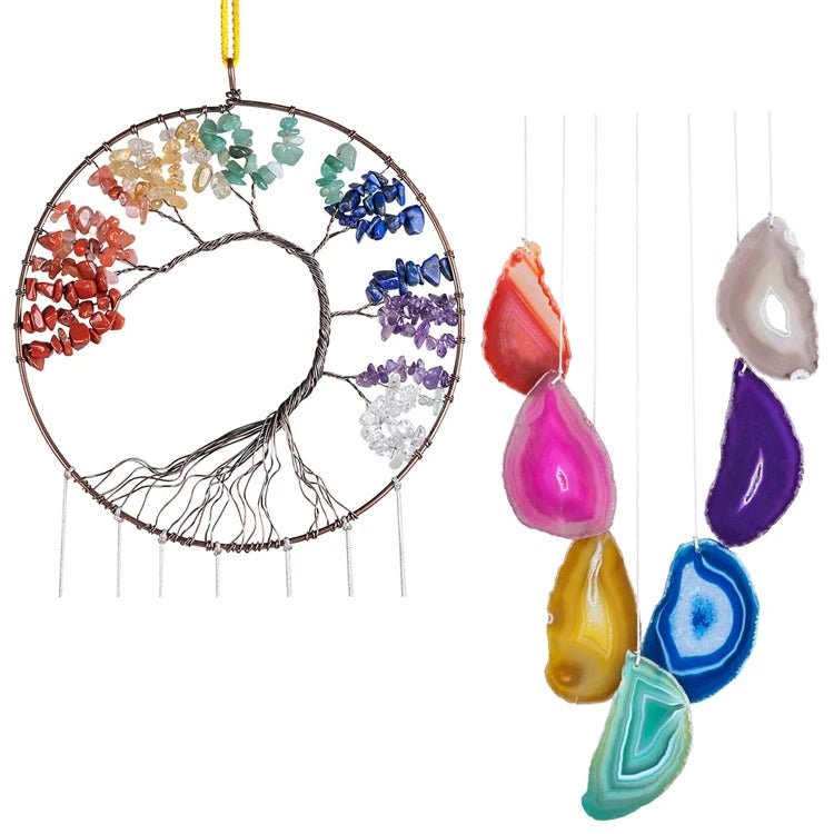 HY HY 60-90mm Willow Leaf Shaped Punching Agate Wind Chimes Natural Polished Agate Slices for Diy Decoration