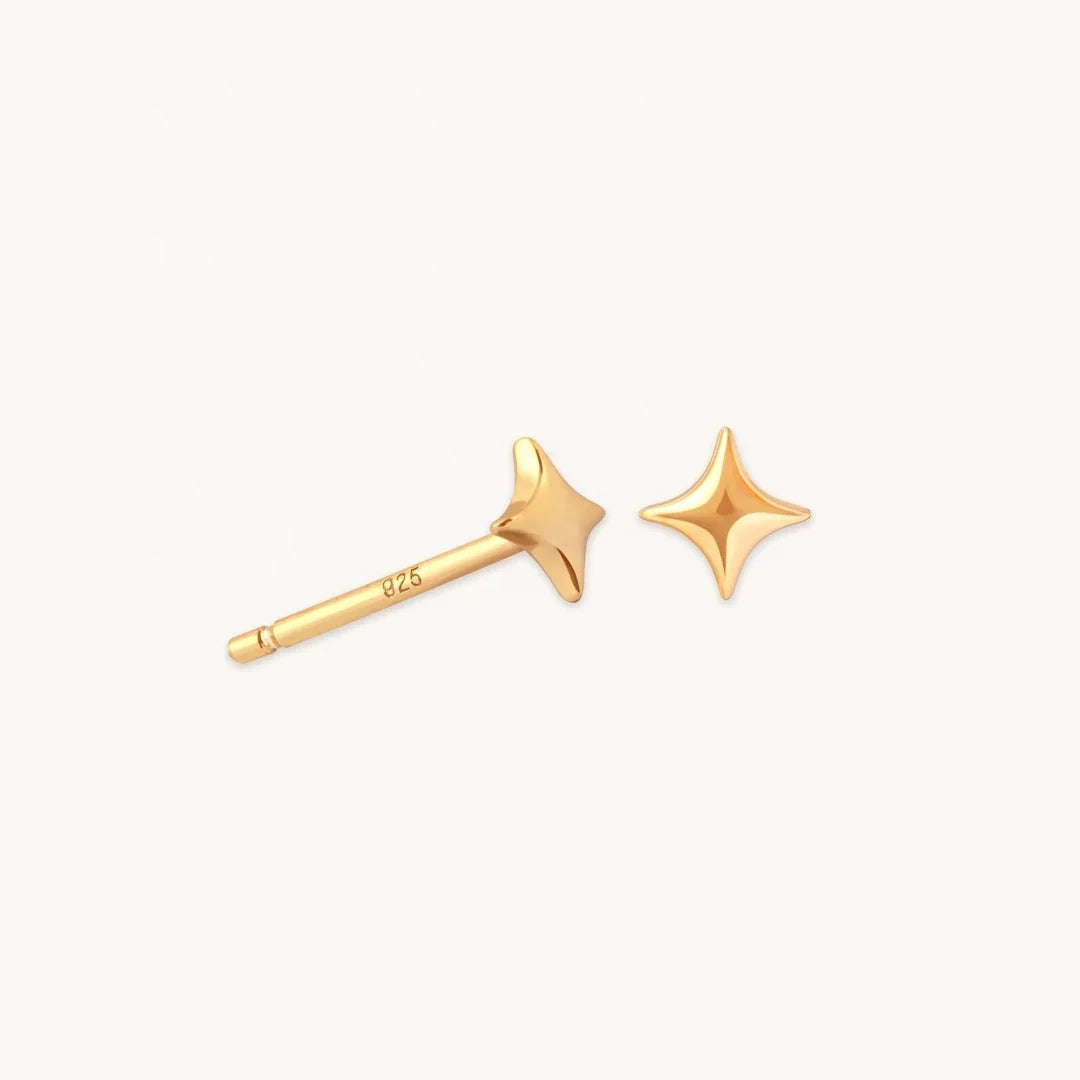 LOZRUNVE New Design Gold 925 Solid Silver Small  North Star Simple Stud Earring